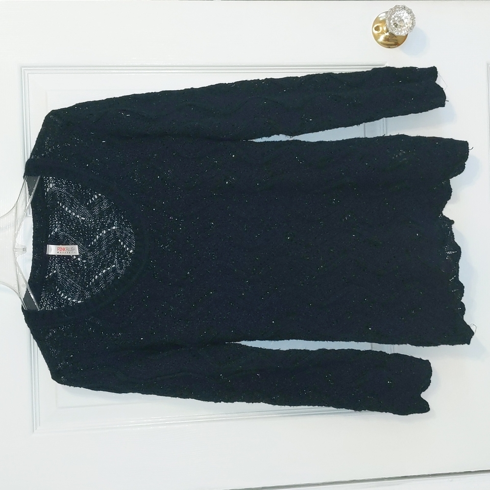 Black Maternity Crochet Sweater Top